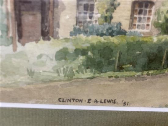 Clinton E A Lewis, watercolour, View of a country church, signed and dated 31, 20 x 33cm; Edward Norman, two watercolours,